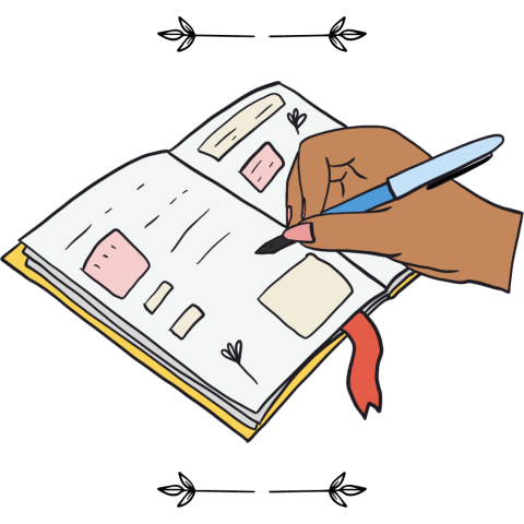 Illustration of writing in a journal.