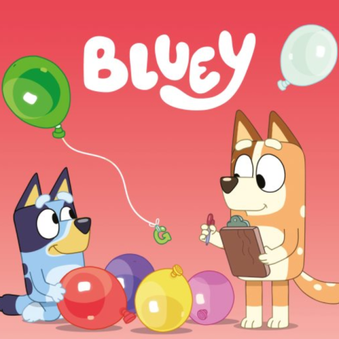 Image of Bluey with balloons