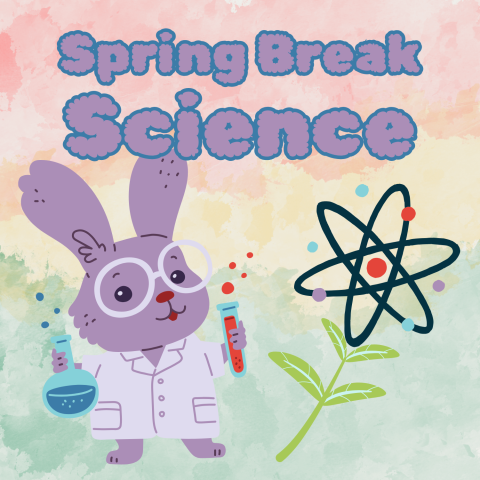 Spring Break Science title with bunny scientist