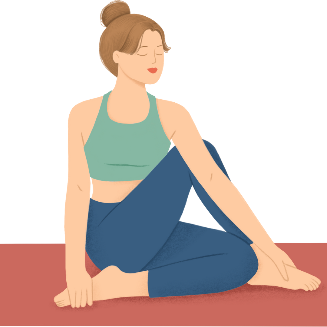 Cartoon woman in a yoga pose.