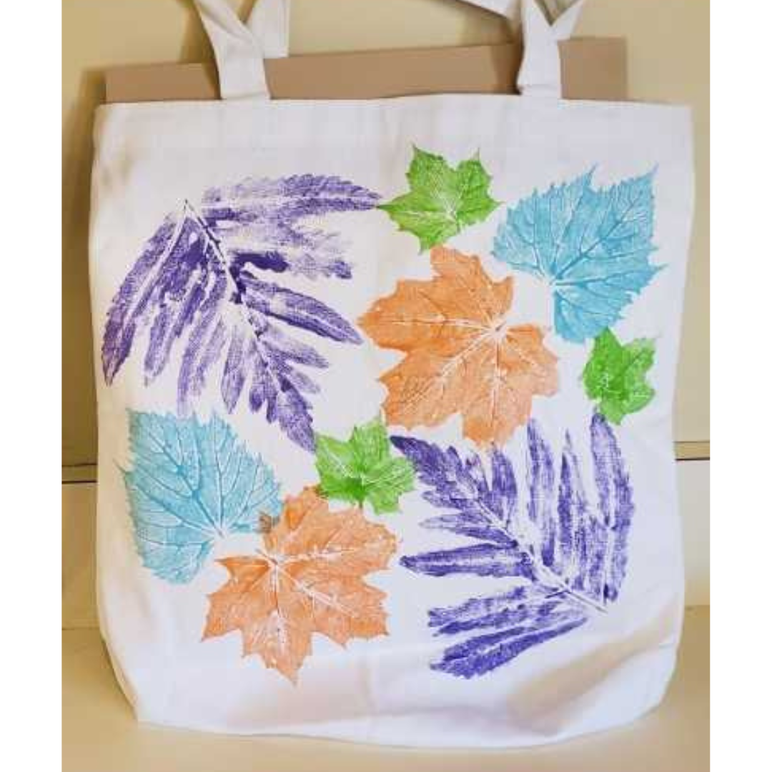 leaf printed tote